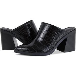 JeimPoey Womens Mules Pumps Point Closed Toe Slip-on Heels Stacked Chunky Block Heel Backless Clogs (10, Black Snake)