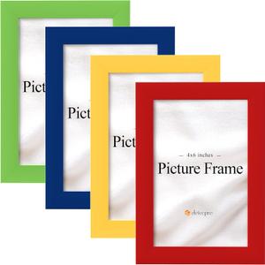 eletecpro 4x6 Picture Frames, Colorful Photo Frames Made of Engineered Wood and Acrylic Display 4x6 Photos, Cute Picture Frames Home Decor for Wall & Tabletop (Red, Yellow, Blue, Green) 4 Pack (4x6, Red, Yellow, Blue, Green)