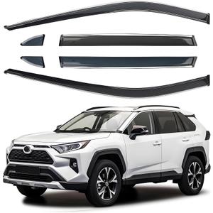 Shatterproof Out-Channel Window Deflectors for Toyota RAV4 2019 2020 2021 2022 2023 2024 2025, Rain Guards, Window Visors for Cars Vent Deflector Car Accessories 6 pcs (for RAV4 19-25 6-Piece Chrome)