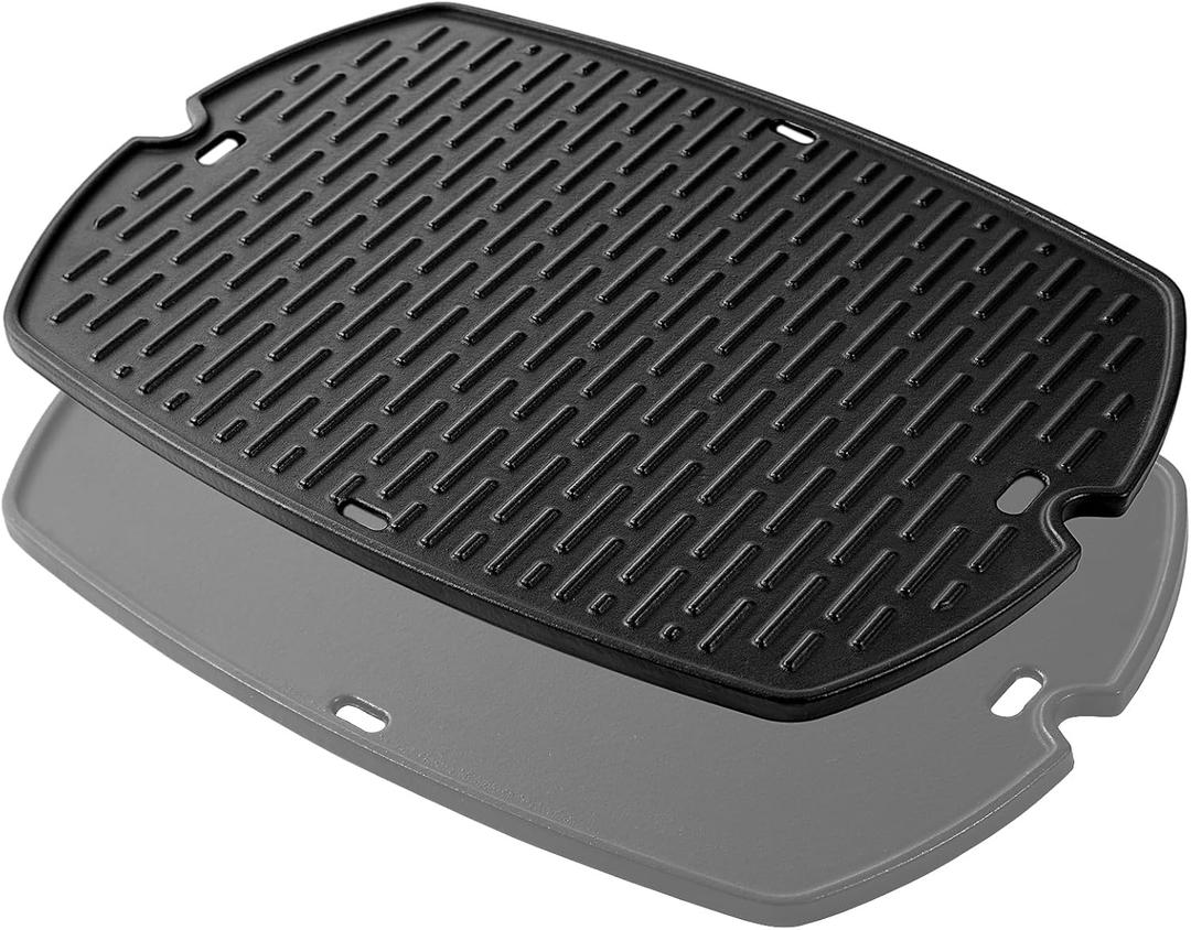 7583 Q2000 Griddle Full Size Grill Replacement Parts for Weber Q200 Q220 Q2200 Q2400 Q240 Flat Top Griddle Insert 396000 566002 54060001 53060001 396002 Accessories Cast Iron Reversible Plate