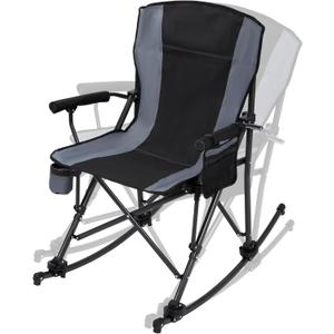 REDCAMP Oversized Folding Camping Chair for Adults Heavy Duty 250/300/330lb, Sturdy Steel Frame Outdoor Camp Chairs Portable Lawn Chair with High Back and Cup Holder (Black With Rocker)