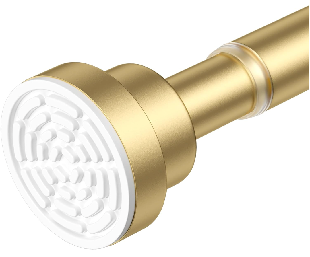 AIZESI Gold Tension Curtain Rod No Drilling 28-50 Inch 1PCS,Spring Tension Rod Non-Slip,Bathroom Shower Rod Non-Rust,Adjusatable Tension Rod For Windows Doorway Curtains