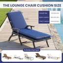 Chaise Lounge Cushions Outdoor, Patio Furniture Lounge Cushion | Waterproof & Fade Resistant Patio Lounge Chair Cushions with Ties for Patio, Pool, Lawn and Beach, 72 x 21 Inch Navy Blue