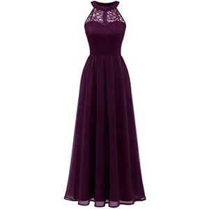 Wedtrend Women's Formal Dress, Halter Long Prom Dress Floral Lace Bridesmaid Dresses M
