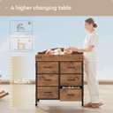 Yetom Baby Changing Table Dresser with Wheels, 6-Fabric Drawer Baby Dresser with Changing Table Top, Waterproof Diaper Changing Station & Pad, Mobile Storage Unit, Baby Furniture, Rustic Brown