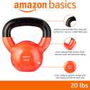 Amazon Basics Vinyl Coated Cast Iron Kettlebell for Strength Training, 20 Pounds, Textured Wide Handle, Orange