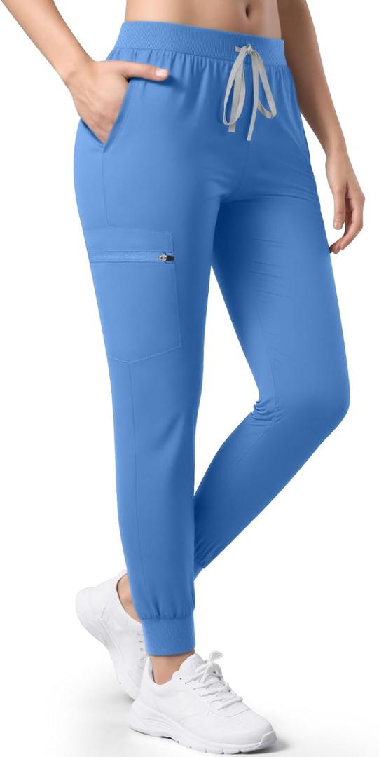 Women's Medical Scrub Pants, Soft Jogger Pant Sky Blue