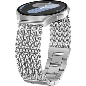 Minyee Compatible with Samsung Galaxy Watch 7 6 5 4 FE 40mm 44mm/Watch 6 Classic 43mm 47mm/Watch 5 Pro 45mm Bands Women, 20mm Dressy Stainless Steel Metal Gold Chain Strap Mermaid Designer Wristband