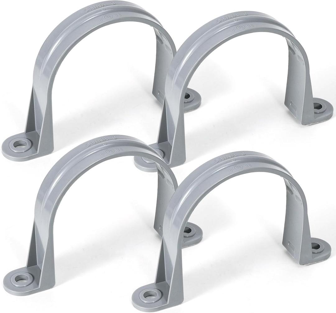 OURU 4pcs 3 Inch PVC Pipe Straps, 2-Hole Plastic Pipe Clamp, Conduit Clamp for Reinforcing Pipes, Conduits and Tubes