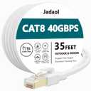 Jadaol Cat 8 Ethernet Cable 35 ft, 40Gbps 2000MHz Flat RJ45 S/FTP LAN Patch Cable, High-Speed Cat8 Network Cable for Router, Modem, Switch, Gaming Consoles, PC, Home Network & Streaming Devices, White