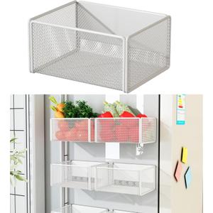 Magnetic Basket Organizer Holder for Fridge Magnetic Storage Bin Box Containers for Refrigerator Whiteboard Classroom (Small, White)