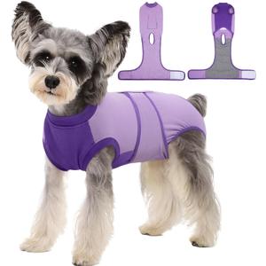 Kuoser Recovery Suit for Dogs After Surgery, Soft Dog Surgery Suit Female Male, Breathable Pet Surgical Recovery Shirt, Anti Licking Dog Onesie for Abdominal Wounds Cone Alternatives, Purple XS