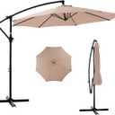 NEWBULIG 10FT Patio Umbrella, Offset Cantilever Outdoor Patio Table Umbrella, UV Protection, Fade Resistant Fabric, Easy Tilt Adjustment for Pool, Deck, Garden, Backyard (Khaki)