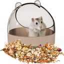 Cute Hamster Food Bowl Hedgehog Dish for Dwarf Hamsters, Syrian Hamsters, Gerbils, Mice, Rats, Small Animals, Brown