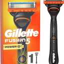 Gillette Fusion5 Power Men's Shaver, 1 Gillette Power Handle, 4 Refill Blades, with Lubricating Strip for a Very Smooth Glide