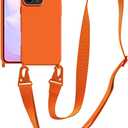 Compatible with iPhone 17 Pro Max Case with Lanyard Crossbody iPhone Case with Strap Adjustable Shockproof Drop Protection Silicone Phone Cover for iPhone 17 Pro Max 6.9 inch Neon Orange