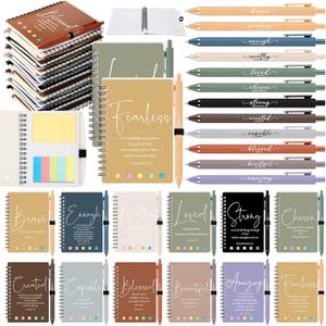 Kosiz 36 Sets/72 Pcs Christian Gifts Bulk Inspirational Prayer Journal Christian Scripture Notebook with Bible Pen Religious Valentines Church Gift for Women Men Bible Study (Classic,Dark Morandi)