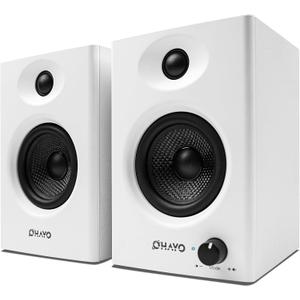 OHAYO 60W Computer Speakers for Gaming and Music, Active Bluetooth 5.3, Stereo 2.0 Speakers for Desktop PC Monitor or Laptop, Surround Sound Speaker, 3.5 mm Aux RCA Input, USB-Powered, 1 Pair, White