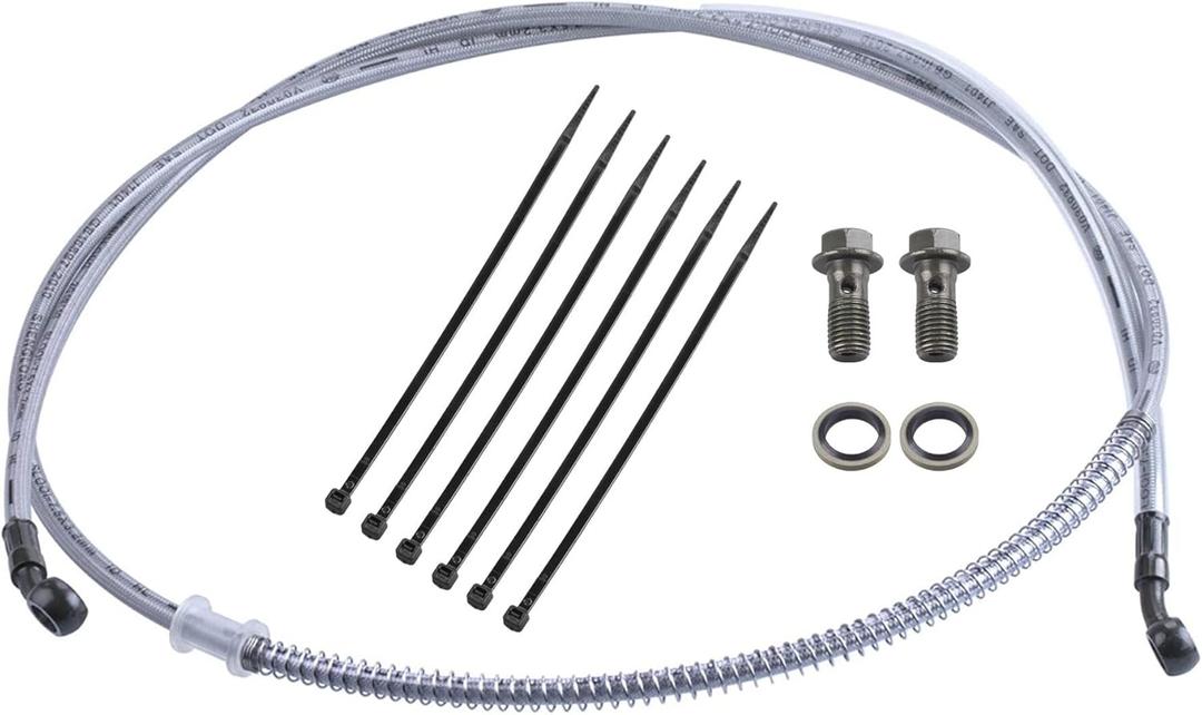 70" Braided Hydraulic Brake Hose Line Pipeline Compatible with Chinese GY6 Scooter ATV Dirt Bike Go Kart 10mm Banjo Ends 178CM