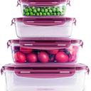 Today's Present Food Storage Container with Lids Set For 4, Plastic Mixing Bowls, Airtight Stackable Leakproof Reusable Storage Containers for Kitchen, BPA Free, Freezer, Microwave, Dishwasher Safe 