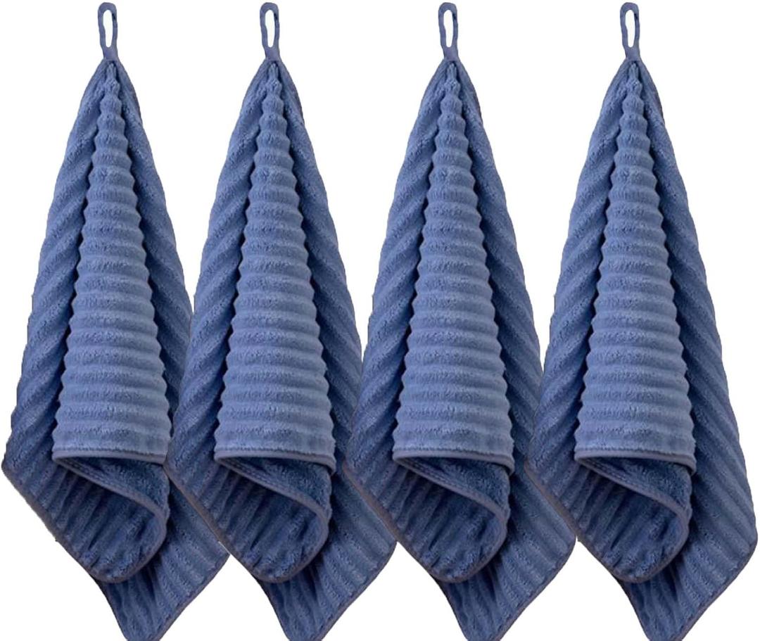 4PCS Blue Microfiber Hand Towels for Bathroom Christmas Decorations Quick Dry Small Towel Set for Bathroom Kitchen 14 x29.6inch