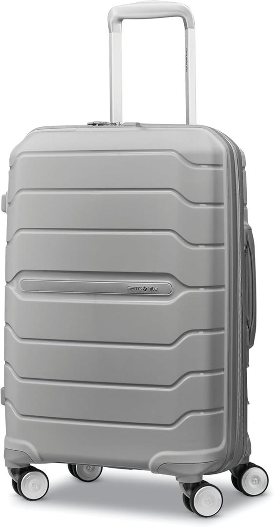 Samsonite Freeform Hardside Carry-On Luggage with Spinner Wheels - Hardshell Suitcase - TSA, Airline-Approved - Expandable Hard Shell, Smooth Rolling Wheels for Lightweight Travel - Light Grey