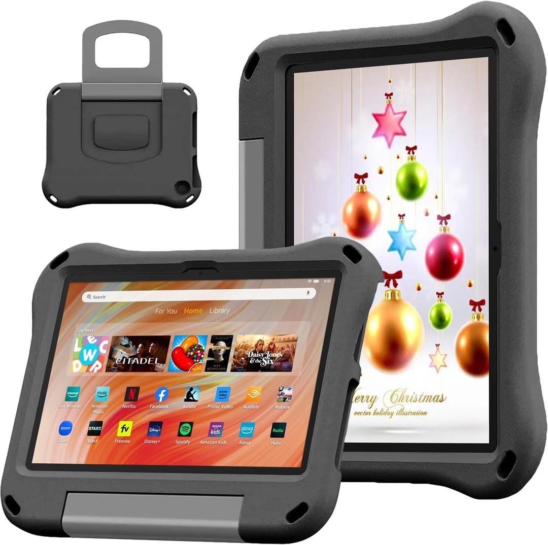 10inch Tablet Case for Kids, Lightweight Shockproof Kid-Proof Cover with Handle Stand for 10in Tablet Kids Case Incompatible iPad Samsung Lenove TCL Onn 10in Tablets. (Black)