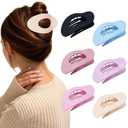 AWAYTR Flat Hair Clips For Women 4.33" Lay Flat Claw Clip for Hair 6Pcs Round Large Hair Claw Clips (Matte - Candy Series)