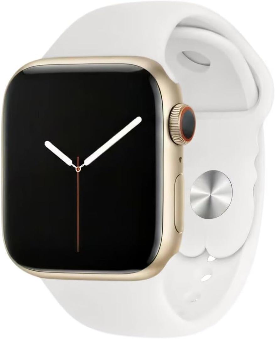 Compatible with Apple Watch Bands for Women Men, Silicone Sport Strap Waterproof Wristband for iWatch,  Size:44mm/45mm/46mm/49mm/42mm(Series 3 2 1) (White)