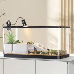 (Tank + Light + Filter Balls) Turtle Tank Kit, Turtle Tank Starter Kit,Bottom Drainage, Multi-Function Areas for Turtles, Crabs,Fishes, Amphibians,Reptiles (11.81 7.88 7.88 Inch)