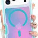 Bonoma for iPhone 17 Pro Max Case 2025, Iridescent Back, Magnetic Support for MagSafe Shockproof Cover, Crystal and Corner High-Duty Protection for Girls Women -Blue