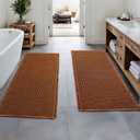 MIULEE Set of 2 Waffle Bathroom Runner Rugs, Fall Boho Bath Rug Non Slip, Super Absorbent Runner Bath Mats, Rubber Backed Shower Mat for Hallway Bedroom Laundry Room, Terracotta, 2'x6'(24x72 Inch)