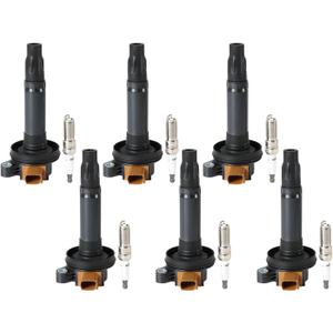 UF646 Ignition Coil Pack Iridium Spark Plugs 6PCS 2011-2017 Compatible with Ford Lincoln Explorer Expedition F150 Flex Police MKS MKT Navigator Transit Taurus V6 3.5 Replaces# C1814 DG549