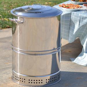 Large Portable Charcoal Grills, Stainless Charcoal BBQ Grill Barrel 360 Smokeless Outdoor Barbecue Grill for Travel, Outdoor Cooking and BBQ, Camping Grill Picnic Patio Backyard