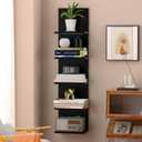 5-Tier Wall Shelf Unit with RGB Light, Floating Lack Shelf for Storage, Wall Mounted Vertical Display Shelf for Bedroom Living Room Vanity, Black