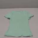 SUUKSESS Women Double Lined Fitted Basic Tee Crew Neck Short Sleeve Y2K Crop Top (Small, Aqua)