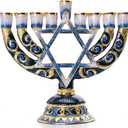 Menorah 9 Branch Menorahs for Chanukah Blue Candlesticks for Hanukkah Menorah Jewish Candle Holder Shabbat (N10)