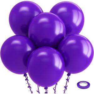 Bezente Dark Purple Latex Party Balloons - 35 Pack Large Thick Purple Balloons Big Round Purple Latex Balloons for Graduation Halloween Wedding Birthday Party Decorations Purple/Black/Latex Party Balloons 