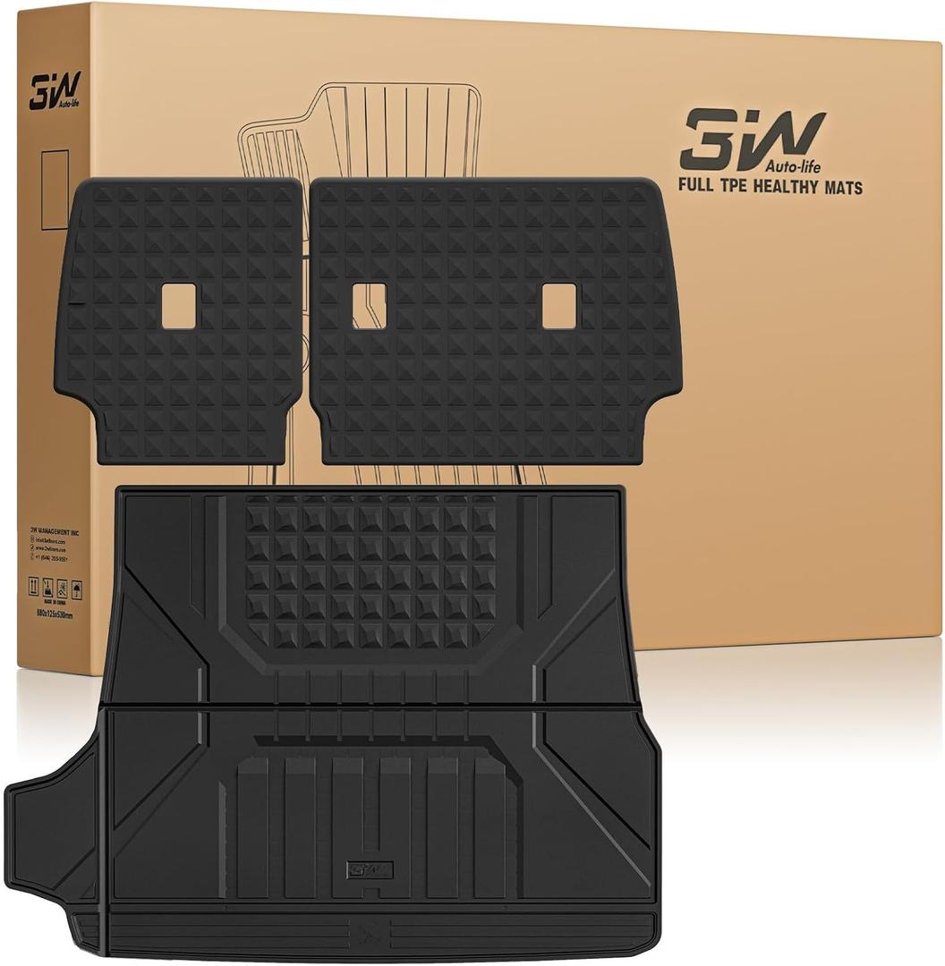 3W Cargo Mat for Toyota 4Runner 2025 2026 SR5/TRD/Limited Non-Hybrid | All Weather TPE Custom Fit Trunk Mat & Backrest Mat, 5-Seat 6th Gen, Not For Hybrid