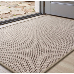 FEELHOME Door Mats for Inside Non Slip Rubber Welcome Mat for Inside Low-Profile Dirt Trapper Indoor Door Mats for Entryway Absorbent Washable Entry Rug Floor Mats Beige