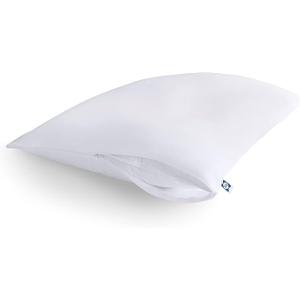 Sealy Performance 100% Cotton Breathable Moisture Wicking Fabric Machine Washable Zippered Pillow Protector, Standard/Queen Size, 2 Pack, White