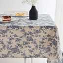 Wracra Cotton Linen Vintage Rectangle Tablecloth Pastoral Floral Rustic Table Cloth Washable Table Cover for Indoor&Outdoor,Farmhouse Decor,Picnic,Tabletop Decoration (Blue Floral, 55"120")