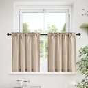 NICETOWN Natural, 2 Panels, 50"L x 30"W, Farmhouse Thick Window Curtains