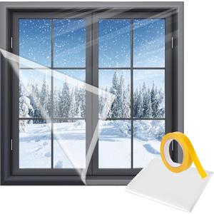 U0U Window Insulation Kit,47in x 63in Indoor Plastic Window Insulation Kit with Double Sided Tape,Window Plastic Transparent Film for Winter Keep Cold Out (1pcs 47*63in)