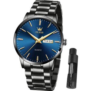 OLEVS Mens Gold Watches Waterproof Stainless Steel Lightweight Watch with Date Classic Luxury Dress Watch for Men Gold White Blue Green Dial