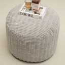 Round Stuffed Pouf Ottoman for Foot Rest, Storage Ottoman Pouf Foot Stool Cushion, Faux Fur Poufs with Foam Chunk Filling, 26 X 18 Inch Floor Chair for Living Room Bedroom Home Decor, Light Gray