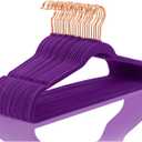 MIZGI Premium Velvet Hangers (50 Pack) Heavy Duty - Non Slip Felt Hanger - Velvet Suit Hangers Dark Purple - Rose Gold Hooks,Space Saving Clothes Hanger