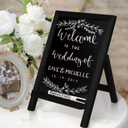 4 THOUGHT Small Tabletop Chalkboard Signs, 9.5" x 14" Magnetic Mini Chalk Board with Stand for Food Wooden Frame Easel Countertop Menu Board for Kitchen Cafe Home Pub, Black