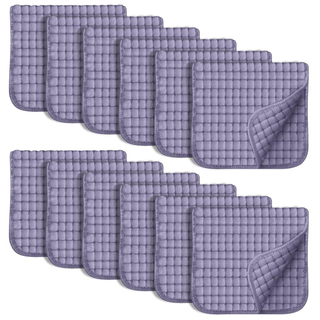 2 x SWEET DOLPHIN 12 Pack Muslin Burp Cloths Large 100% Cotton Hand Washcloths for Baby - Baby Essentials Extra Absorbent and Soft Boys & Girls Milk Spit Up Rags for Newborn Registry - Grey, 20" X10"