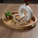 Wood Serving Tray for Coffee Table  17x13 Natural Beige Tray for Ottoman, Side Table, Charcuterie, Decorative Fruit Basket